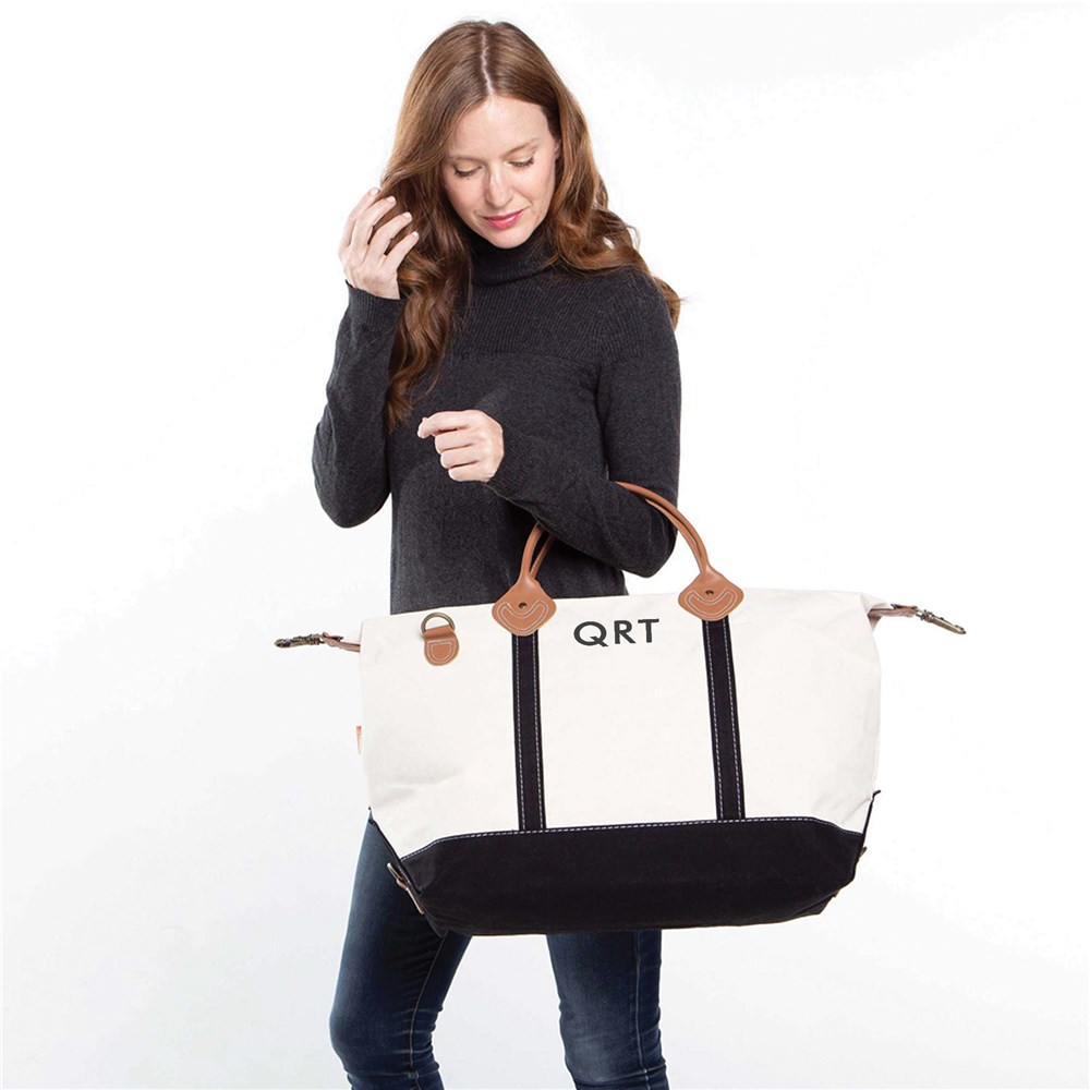 Weekender Tote With Embroidered Initials