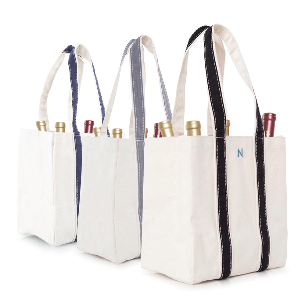 Embroidered Initials Wine Carrier Tote E19086545X