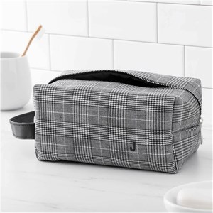 Embroidered Plaid Dopp Kit with Initials