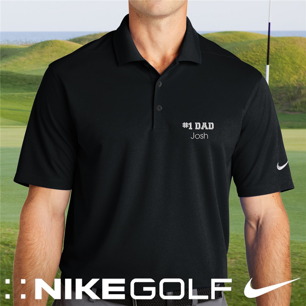 Embroidered #1 Dad Black Nike Polo Golf Shirt 2.0