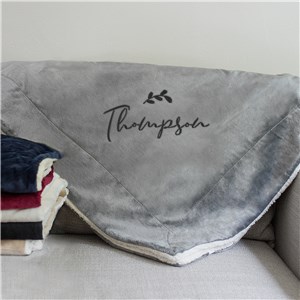 Embroidered Flourish Name Sherpa Blanket 