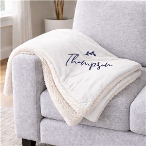Embroidered Flourish Name Sherpa Blanket 