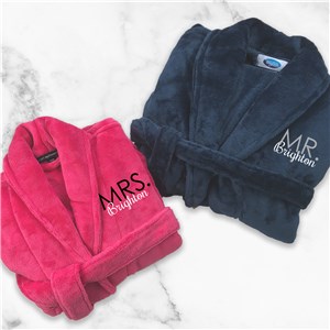 Embroidered Mr. & Mrs. Micro Fleece Robe Set E20528475-SET