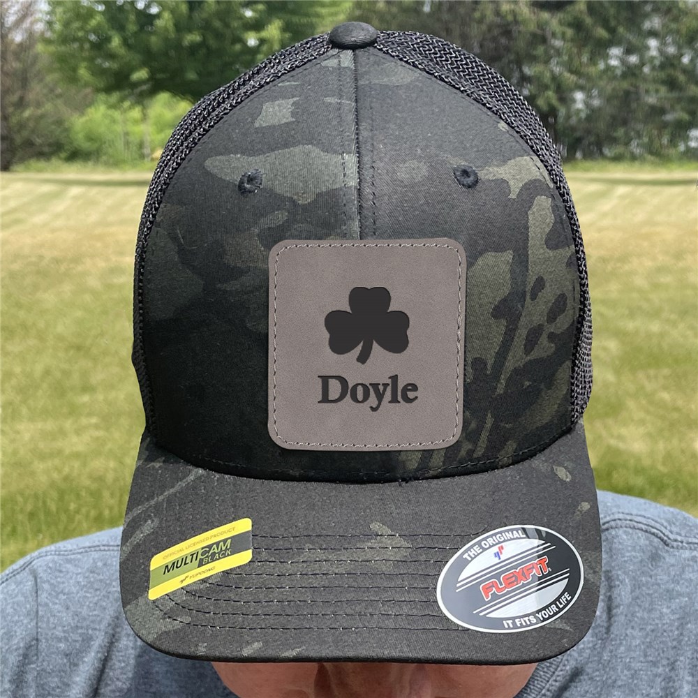 Personalized Shamrock Camo Trucker Hat with Patch