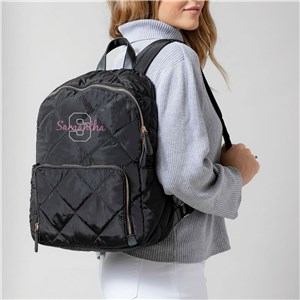 Personalized Quilted Nylon Backpack With Name Embroidered