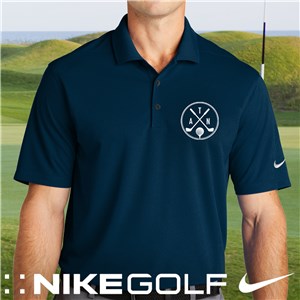 Embroidered Monogram Golf Clubs Navy Nike Polo Shirt 2.0 E214315539X