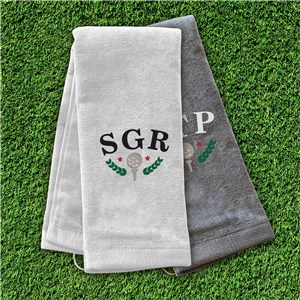 Embroidered Golf Ball Wreath Initials Golf Towel E214433X