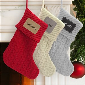 Personalized Vintage Style Cable Knit Stocking With Patch