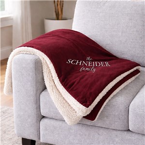 Embroidered Family Name Sherpa Blanket E21599184X