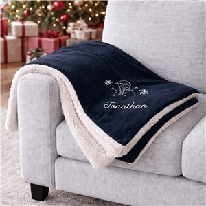 Custom Embroidered Christmas Icons Sherpa Blanket