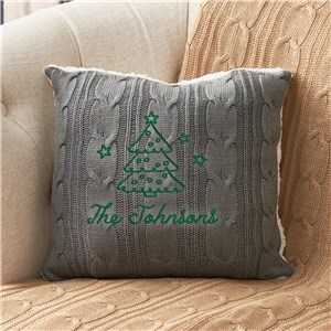 Embroidered Cable Knit Throw Pillow With Choice Of Holiday Icon