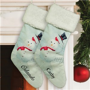 Custom Snowman Christmas Stocking With Name