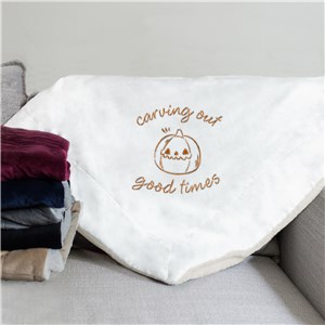 Halloween Blanket Embroidered With Ghost Or Pumpkin
