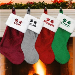 Personalized Plush Stocking For Dogs With Pawprint