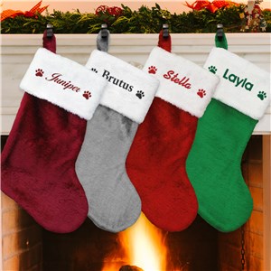 Personalized Plush Stocking For Dogs With Pawprint