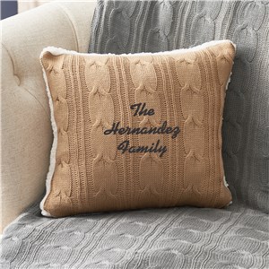 Embroidered Custom Message Cable Knit Throw Pillow E22079417X