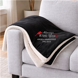 Embroidered Always With You Cardinal and Heart Sherpa Blanket E22125184X
