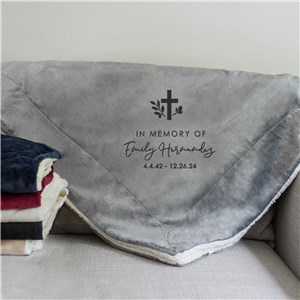Embroidered Memorial Cross Sherpa Blanket E22133184X