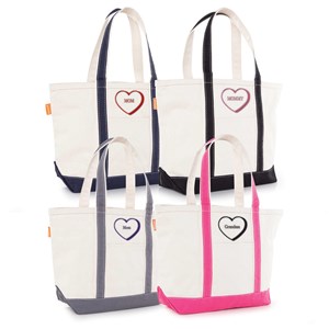 Embroidered Name or Message in Heart Medium Boat Tote E22148542X