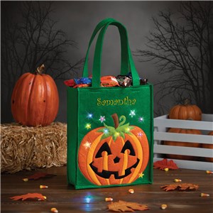 Embroidered LED Pumpkin Trick Or Treat Bag E24055735