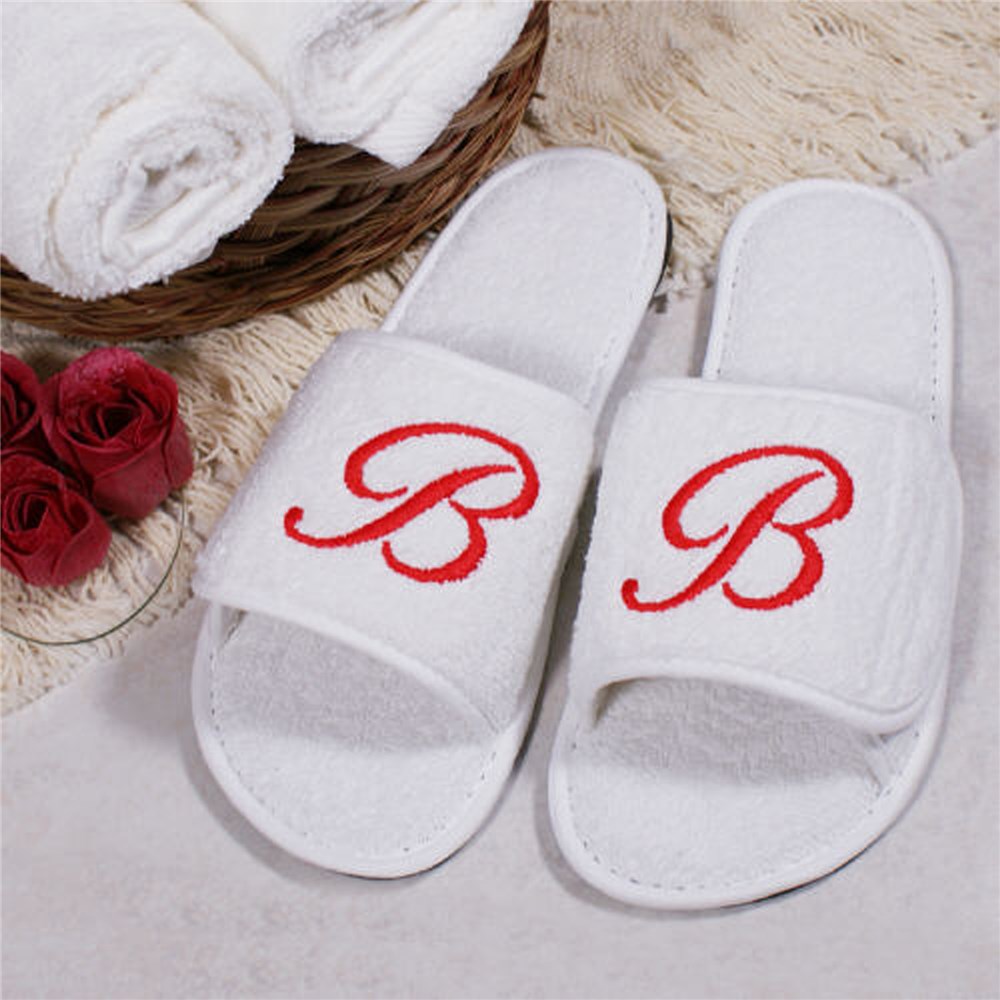 Embroidered Initial Slippers GiftsForYouNow