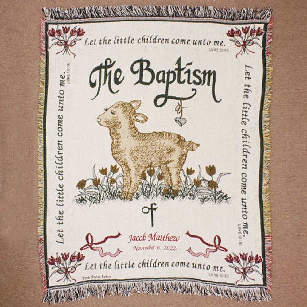 Embroidered Baptism Throw | Personalized Baby Gifts