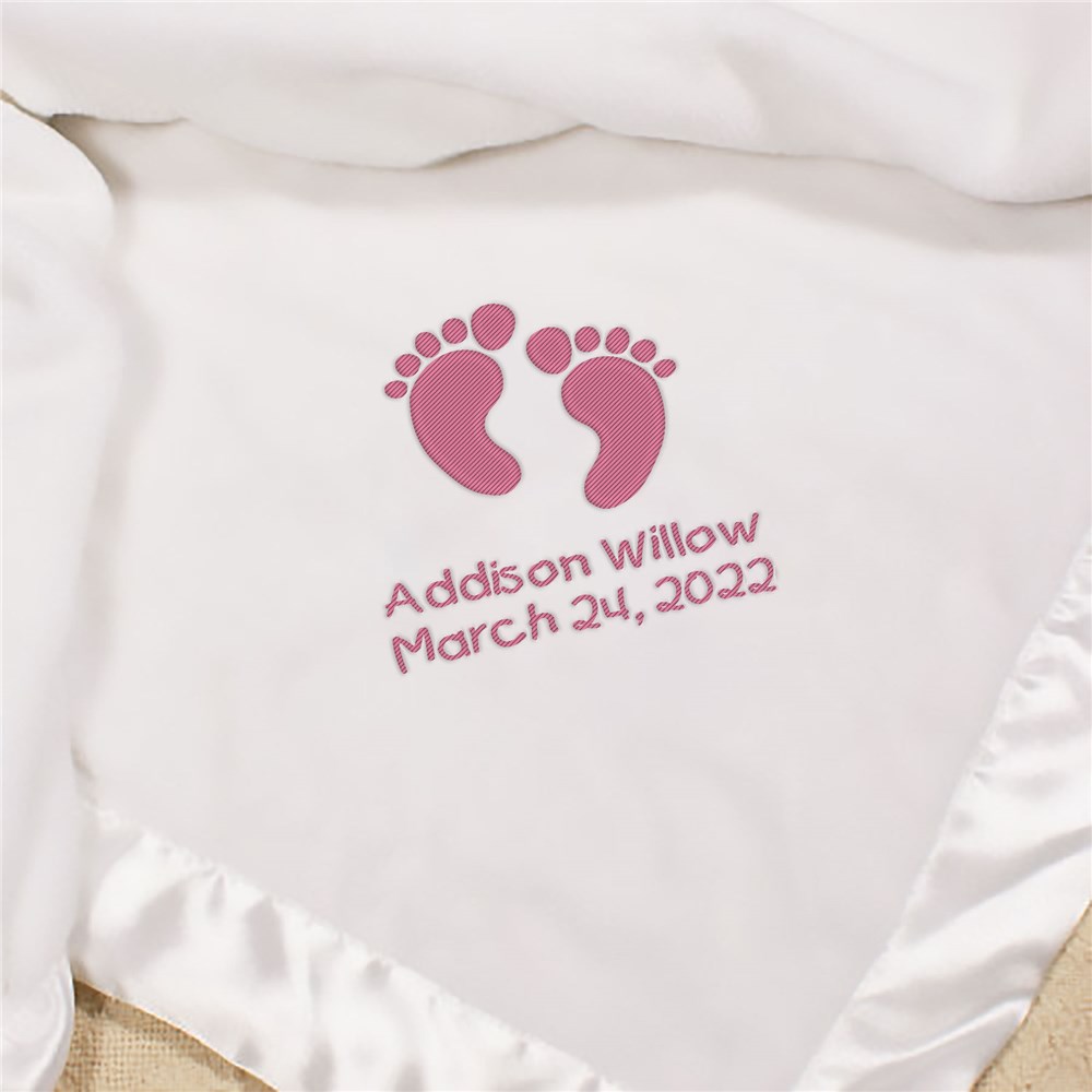 Embroidered Baby Girl Fleece Blanket GiftsForYouNow