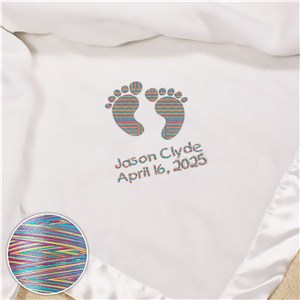 Embroidered Baby Girl Fleece Blanket with Rainbow Thread