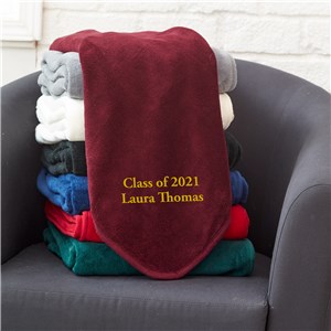Embroidered Class of Micro Plush Throw | Graduation Gifts