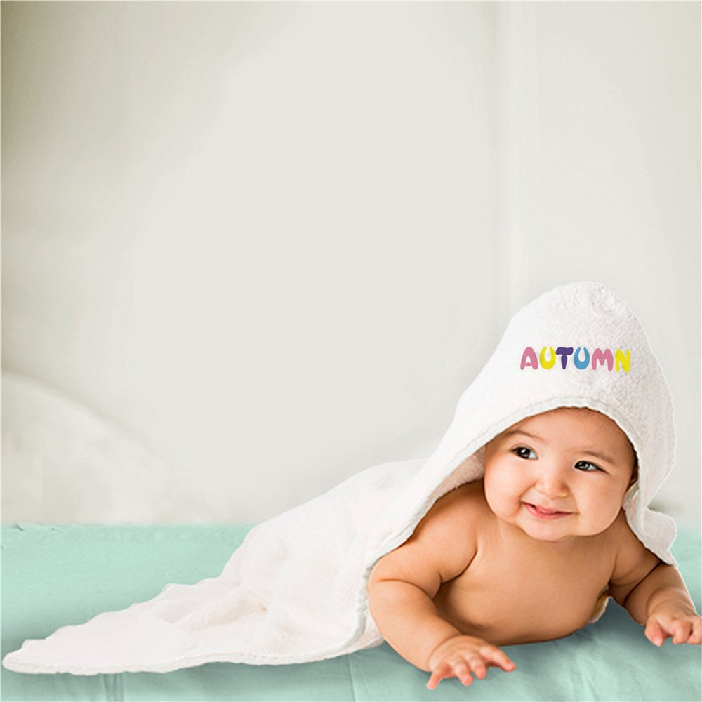 Embroidered Pastel Name Hooded Baby Towel | Personalized Baby Gifts