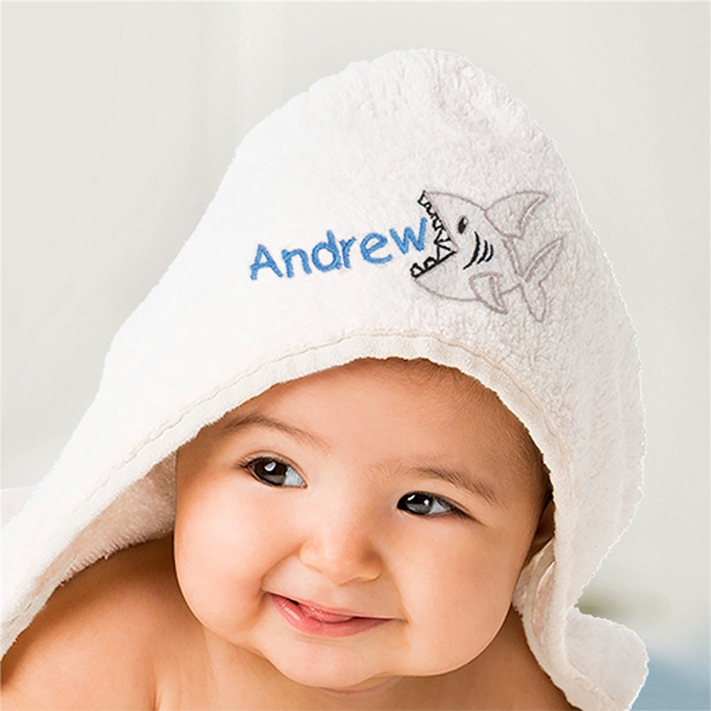Personalized Shark Hooded Baby Towel | Personalized Baby Gifts