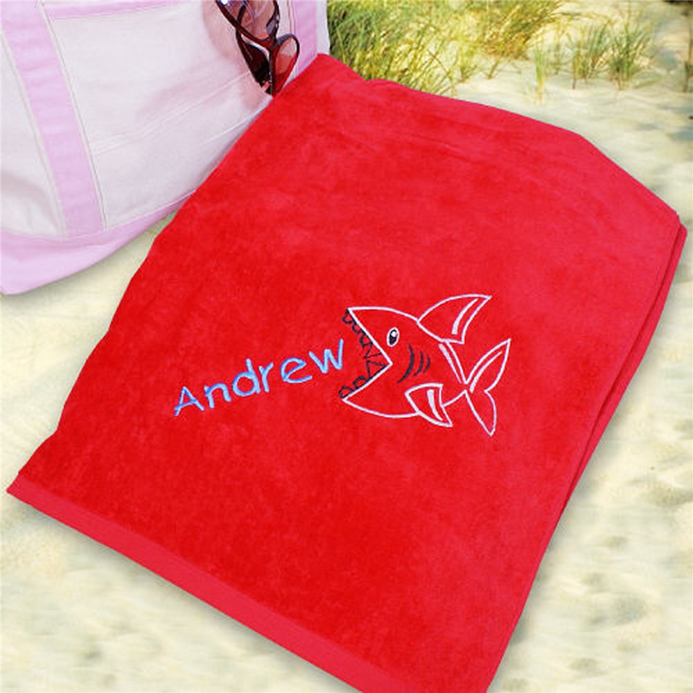 Embroidered Shark Beach Towel E438531BL