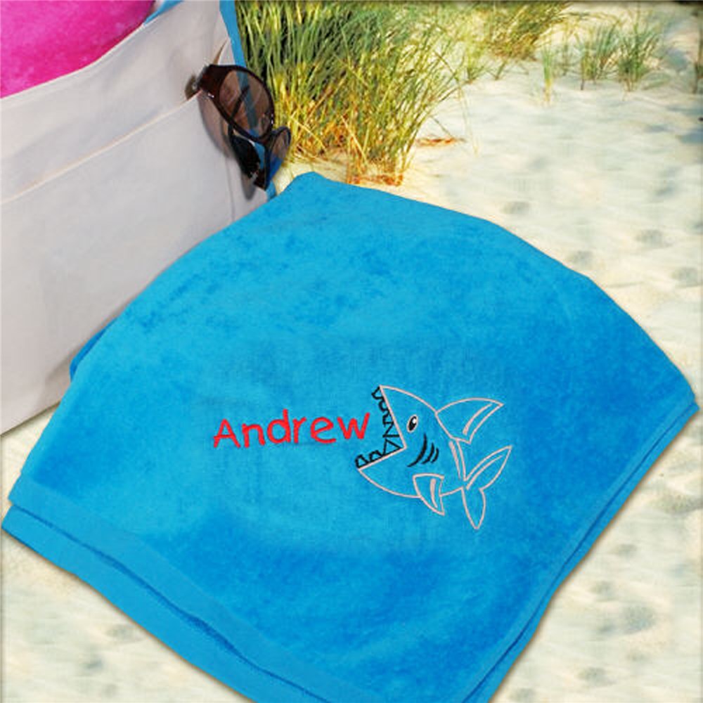 Embroidered Shark Beach Towel E438531BL