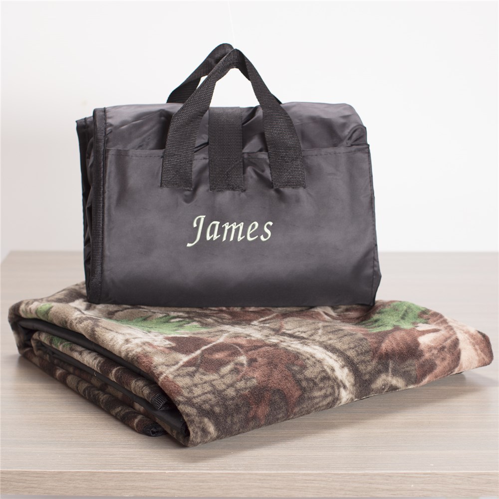 Embroidered Camo Blanket Tote | Personalized Blanket Tote