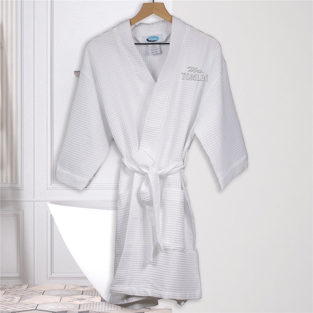 Embroidered Initial Waffle Weave Robe GiftsForYouNow