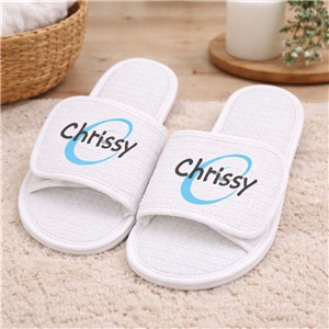 Embroidered Initial & Name Waffle Weave Slippers E7680145X 
