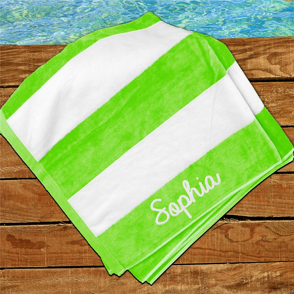 Embroidered Striped Cabana Beach Towel E7681130X