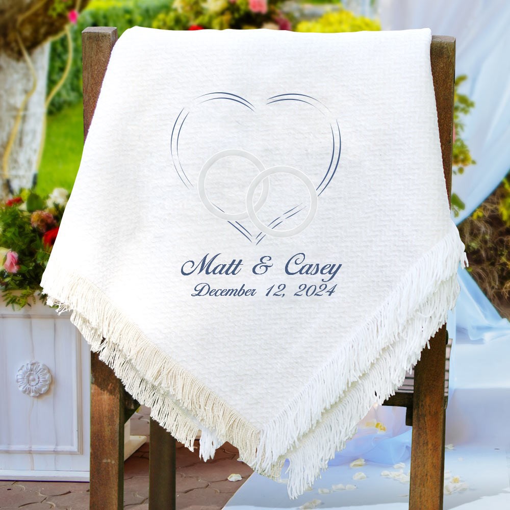 Embroidered Wedding Afghan | Personalized Afghan