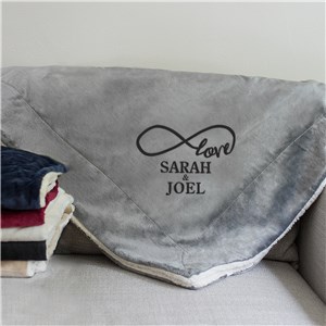 Embroidered Infinity Sherpa Blanket | Personalized Couple Gifts