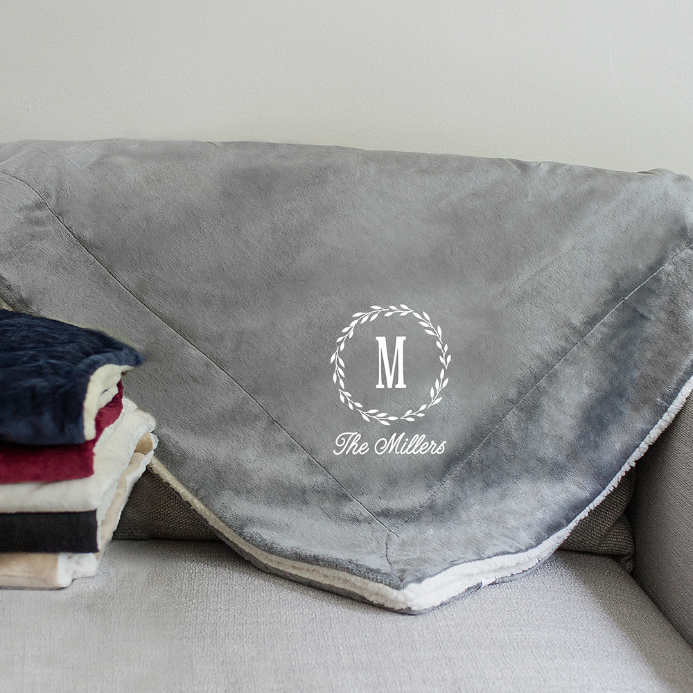 Embroidered Monogram Sherpa Blanket | Embroidered Blanket