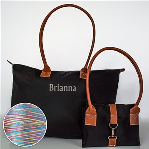 Embroidered Any Name Tote Bag with Rainbow Thread