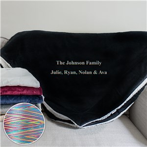 Embroidered Any Message Sherpa Blanket with Rainbow Thread