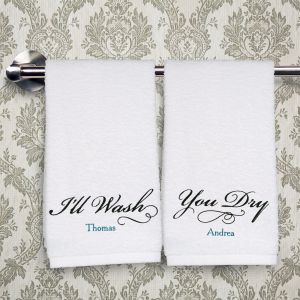 Embroidered Couples Hand Towel Set image
