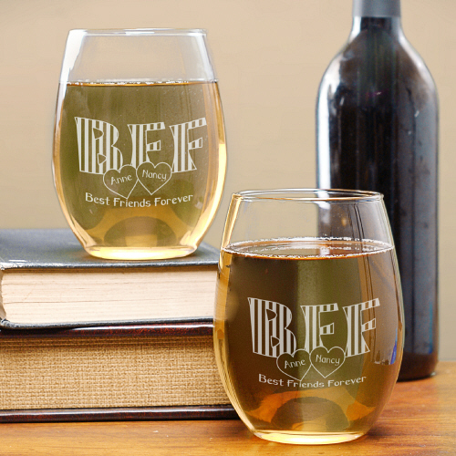 Best Friend Wine Glasses Engraved Friendship Wine Glass Set