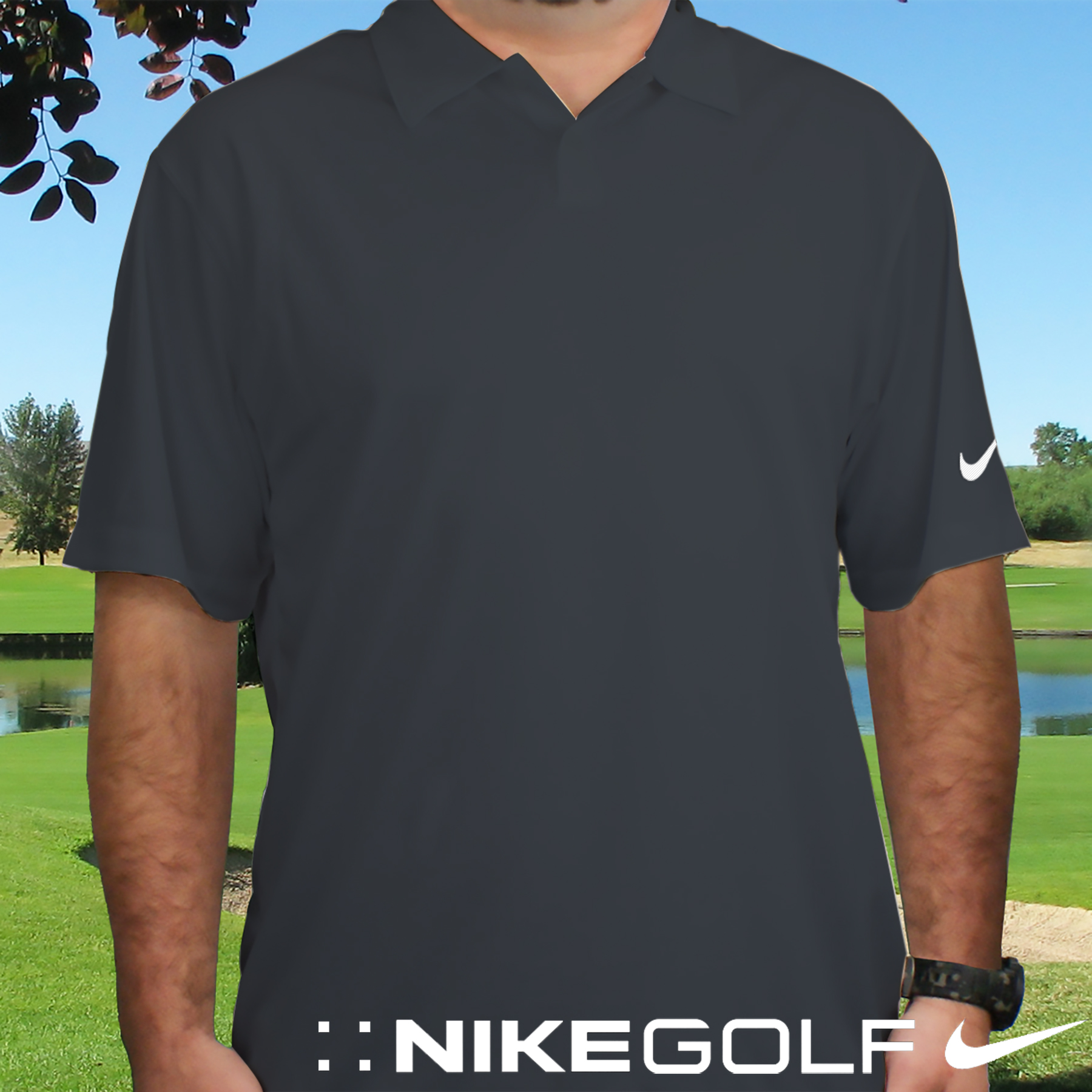 Personalized Nike Dri-Fit Dark Gray Polo Shirt | Personalized Grandpa Gifts
