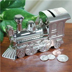 Who's The Conductor Silver Train Bank | Personalized Baby Gifts