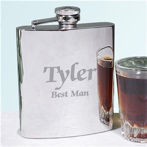 Bright Finished Silver Personalized Flask | Personalized Groomsman Flasks
