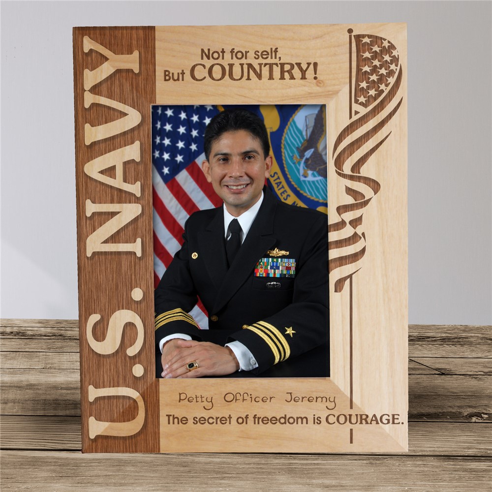 Personalized U.S. Navy Wood Picture Frame | Personalized Wood Picture Frames