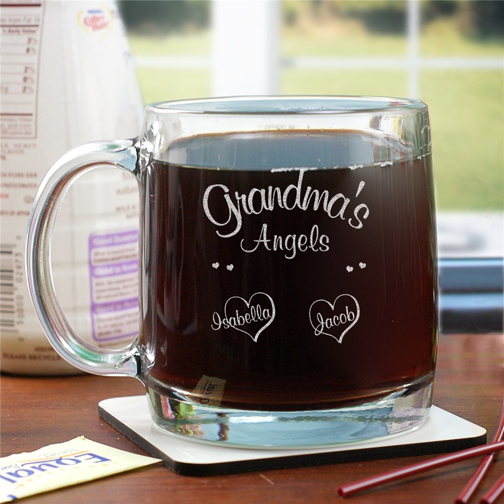 Angels of My Heart Personalized Glass Mug | Mother's Day Cups