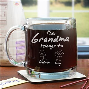 Engraved Belongs To Glass Mug | Personalized Grandma Gifts